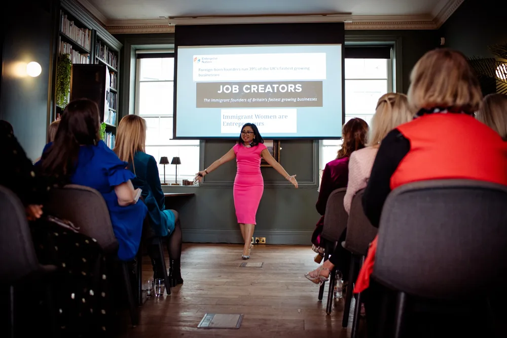 Rebecca presenting a Job Creators talk to a room of women